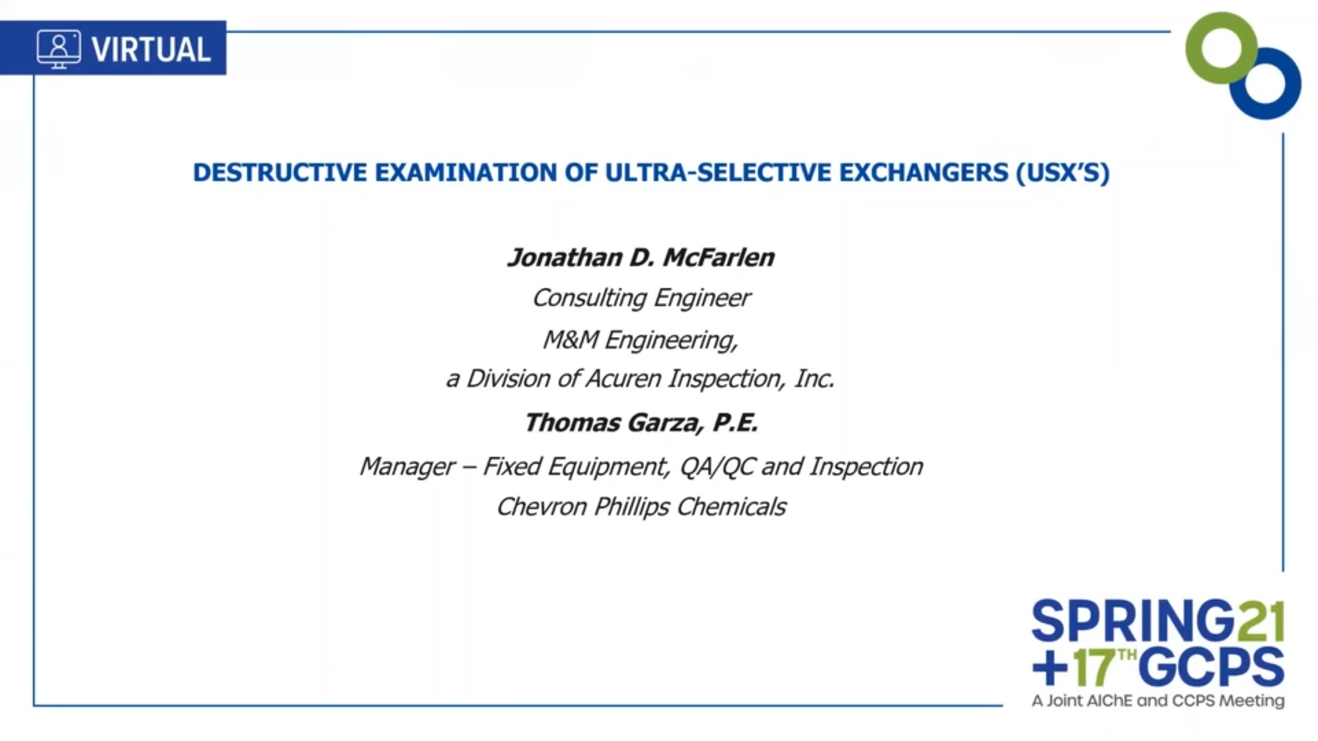 Destructive Examination of Ultra-Selective Exchangers (USX’s) | AIChE