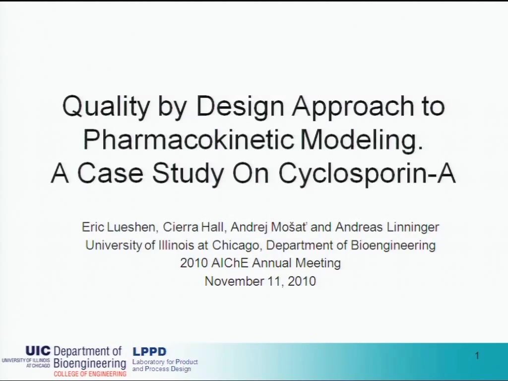Quality by Design Approach to Pharmacokinetic Modeling. A Case Study On ...