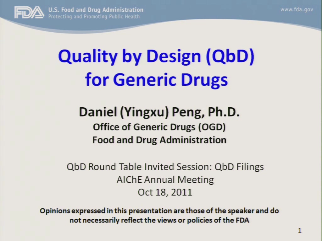 Quality by Design for Generic Drugs  AIChE