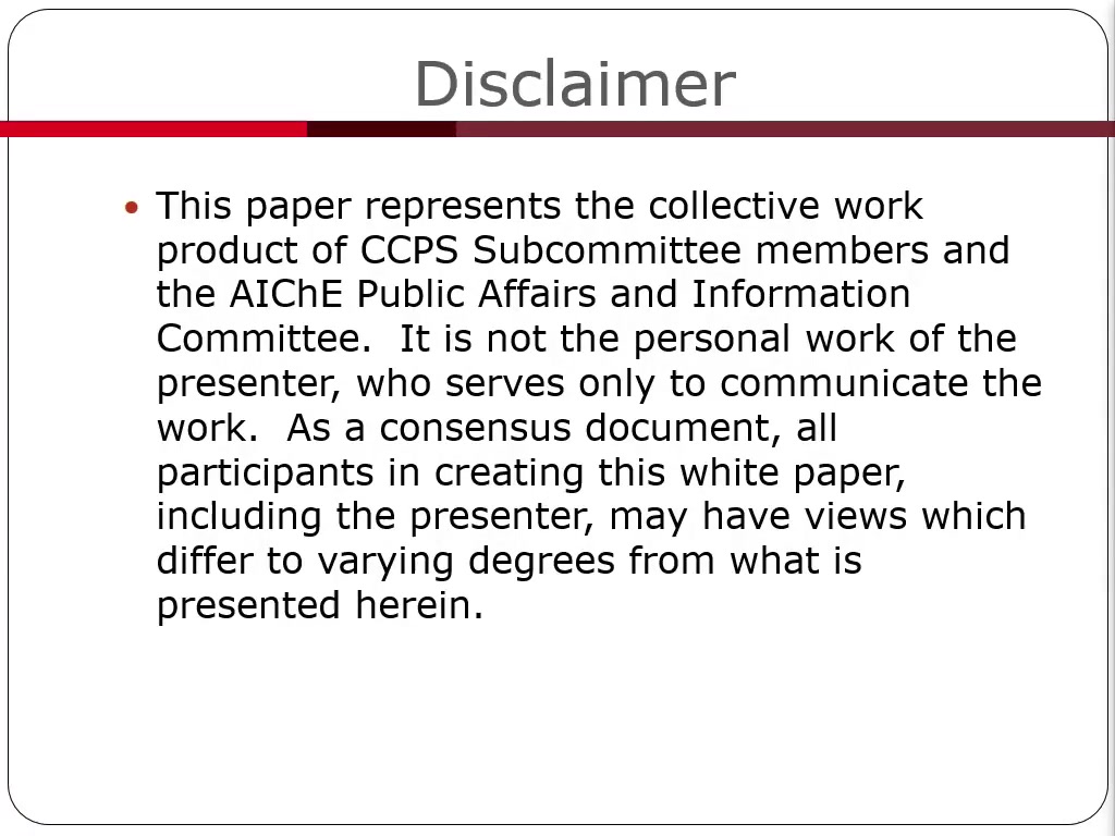 AIChE/CCPS White Paper: Recommendations For Establishing Process Safety ...