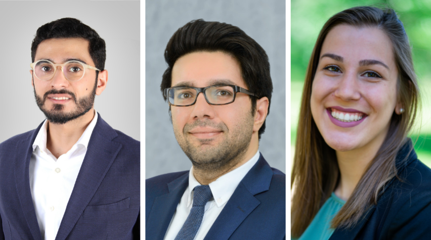 From left to right, award winners Hashim Al Hajji, Milad Abolhasani, and Taylor Daniels.