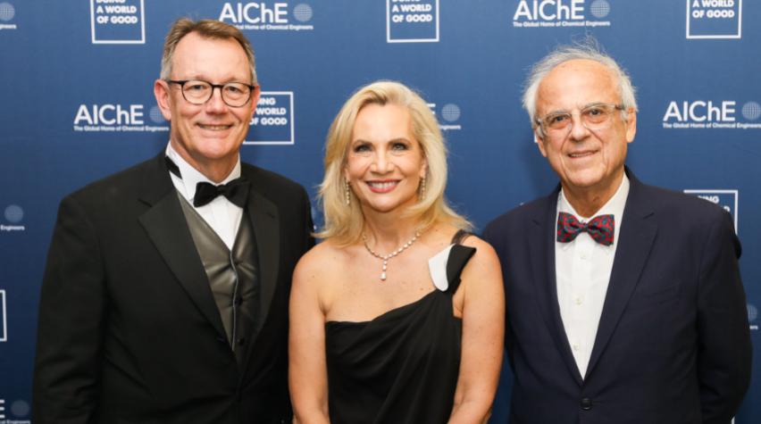 Honorees at the 2024 AIChE “Inspiring the Power of Good” Gala included (from left): Michael Heinz (BASF Corporation); Lori J. Ryerkerk (Celanese Corporation); and Gregory Stephanopoulos (Massachusetts Institute of Technology). Photo: Natural Expressions NY.