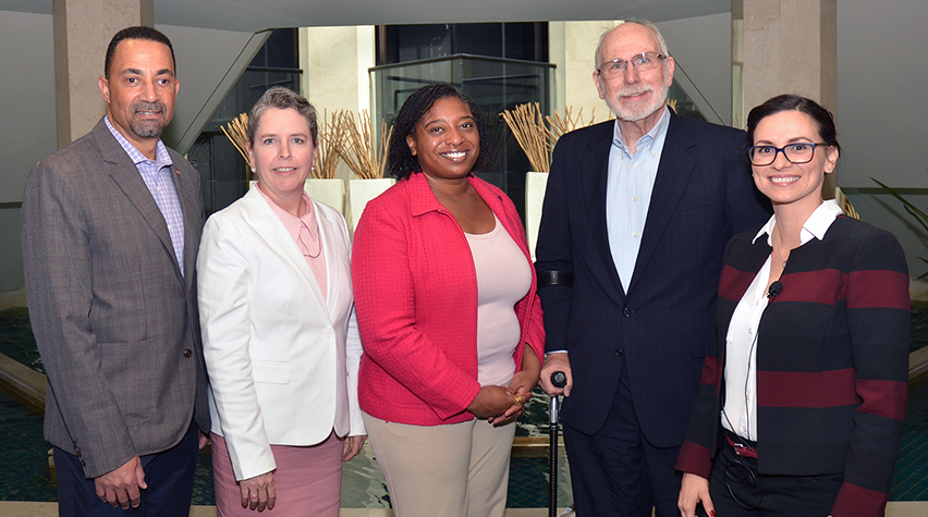 Panelists at the “Real Stories of Unconscious Bias in the Workplace” session. From left: Kevin J. Edwards, (Bechtel Infrastructure), Cynthia Murphy-Ortega (Chevron), LaRuth McAfee (University of Wisconsin, Madison), Bill Byers (CH2M Hill), and Sindia Rivera-Jiménez (University of Florida).